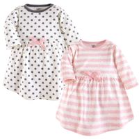 Touched by Nature Girls, Toddler, and Baby Organic Cotton Short-Sleeve Dresses, Pink Gray Scribble, 3 Toddler