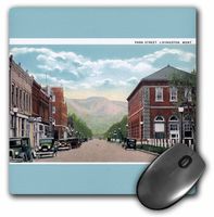 3dRose LLC 8 x 8 x 0.25 Inches Mouse Pad, Park Street Livingston Montana Street Scene with Antique Cars (mp_170273_1)