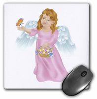 3dRose LLC 8 x 8 x 0.25 Inches Mouse Pad, Pink Angel with Butterfly (mp_38989_1)