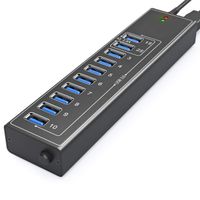 USB 3.0 HUB External Aluminum 10 USB Splitter Port with 12V3A Power Adapter and 2 Special USB Charging, for Windows iMac Notebook Laptop HUB 3 USB