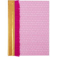 C.R. Gibson Pink and Purple Patterned Notebook Journal For Girls with Pink Fringe Spine, 6'' W x 8.5'' H, 224 Pages
