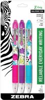 Zebra Pen Z-Grip Floral Retractable Ballpoint Pen, Medium Point, 1.0mm, Assorted Colors, 3-Count