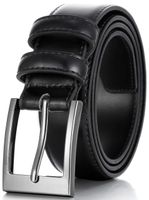 Marino's Men Genuine Leather Dress Belt with Single Prong Buckle - Black - 46