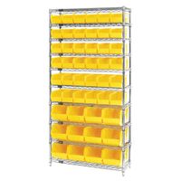12"D Shelf and Bin Unit 36"W x 74"H Shelf ; Bin Unit, 10 Shelves, 5.5" ; 8.25" Wide Bins, Yellow