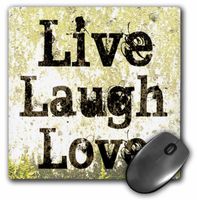 3dRose LLC 8 x 8 x 0.25 Inches Mouse Pad, Earth Yellow Live Laugh Love Inspiration (mp_27986_1)