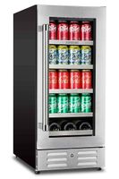 Sipmore Beverage Refrigerator and Wine Cooler 15 inch Stainless Steel Shelf 88 Can and 3 Bottle Built-in for Soda Beer, Powerful Drink Machine with Smart Control System
