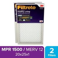 Filtrete MPR 1500 20x25x1 AC Furnace Air Filter, Healthy Living Ultra Allergen, 2-Pack