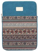 13 Inch Bohemian Canvas Protective Laptop Sleeve Bag Notebook Case Cover for MacBook, Chromebook, Acer, Dell, HP, Samsung, Sony (Vertical, Blue)