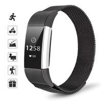 TOMALL Metal Bands Compatible for Fitbit Charge 2,Stainless Steel Metal Replacement Wristband for Women Men (Small, Black)