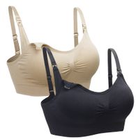 2PACK Nursing Bra Wireless bra Women's Sleeping Maternity Bra Breastfeeding Bra,Black+beige 2pcs/Pack,X-Large