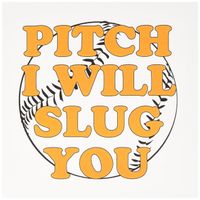 3dRose Pitch I will slug you, Orange - Greeting Cards, 6 x 6 inches, set of 6 (gc_173311_1)