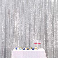 Eternal Beauty Silver Sequin Wedding Backdrop Photography Background Party Curtain, 4Ft X 6Ft