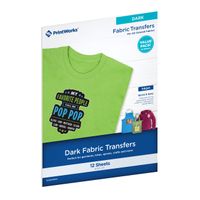 Printworks Dark Fabric Transfers, for All Colored Fabrics, Value Pack, 12 Sheets, Inkjet, 8.5 x 11 (00531)