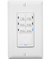 ENERLITES Countdown Timer Switch for bathroom fans and household lights, 1-5-10-15-20-30 Min Settings with Manual Override, Always On Blue LED, Neutral Wire Required, UL Listed, HET06A-R, White