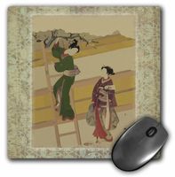 3dRose LLC 8 x 8 x 0.25 Inches Mouse Pad, Japanese Ladies on Vintage Oriental Background (mp_38119_1)