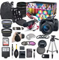 Canon EOS 77D DSLR Camera Video Kit with Canon EF-S 18-135mm f/3.5-5.6 is USM Lens + Wide Angle Lens + 2X Telephoto Lens + Flash + SanDisk 32GB SD Memory Card + Accessory Bundle