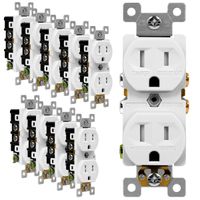 ENERLITES Duplex Receptacle Outlet, Tamper-Resistant, Residential Grade, 3-Wire, Self-Grounding, 2-Pole,15A 125V, UL Listed, 61580-TR-W-10PCS, White (10 Pack)