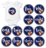 Gift Set of 12 Round Keepsake Photography Monthly Baby Stickers with Dallas Texas Cowboys Football MOSB8022