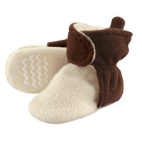 Hudson Baby Unisex Baby Cozy Fleece Booties, Brown Cream, 0-6 Months