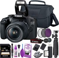 Canon EOS 2000D / Rebel T7 DSLR Camera and EF-S 18-55 mm f/3.5-5.6 is II Lens + 32GB Memory Card + Camera Bag + Cleaning Kit + Table Tripod + Filters - International Model