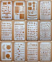 Bullet Stencils Set, Journal Planner Stencils 12 Pack for A5 Notebook & Most Journals, Includes Letter Stencil, Number Stencils, Drawing Stencils, Icons, Charts, Shapes & More Templates for Bujo