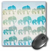 3dRose LLC 8 x 8 x 0.25 Inches Aqua Mom and Baby Elephants Animals Mouse Pad (mp_152076_1)
