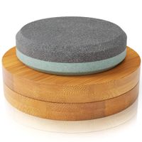 Sharp Pebble Puck/Disk - Axe/Hatchet Large Sharpening Stone- Whetstone Blade & Tool Sharpener- Dual Grit Multipurpose Waterstone Sharpener with Bamboo Gift Box