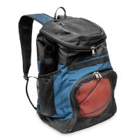 Xelfly Sports Ball Backpack with Shoe Compartment -Soccer, Basketball, Volleyball Bag with Elasticized Mesh Side and Zippered Pockets - Includes Laundry Bag for Dirty Clothes and Uniforms (Blue)