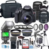 Canon EOS Rebel T6 DSLR Camera w/ EF-S 18-55mm is II Lens & 75-300mm f/4-5.6 III Lens + 32GB Sandisk Memory + Canon Case + TTL Speedlight Flash (Good Upto 180 Feet) + Accessory Bundle