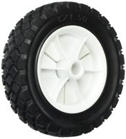 Shepherd Hardware 9610 6-Inch Semi-Pneumatic Rubber Replacement Tire, Plastic Wheel, 1-1/2-Inch Diamond Tread, 1/2-Inch Bore Offset,White
