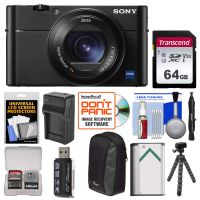 Sony Cyber-Shot DSC-RX100 V A 4K Wi-Fi Digital Camera with 64GB Card + Case + Battery & Charger + Flex Tripod + Kit
