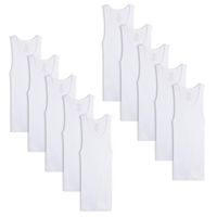 Fruit of the Loom Boys' Cotton Tank Top Undershirt (Multipack), Boys - 10 Pack - White, Small