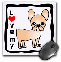 3dRose LLC 8 X 8 X 0.25 Inches I Love My French Bulldog Cream Tan Mouse Pad (mp_25325_1)
