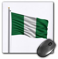 3dRose Flag of Nigeria on a flag pole over white Nigerian - Mouse Pad, 8 by 8 inches (mp_157235_1)