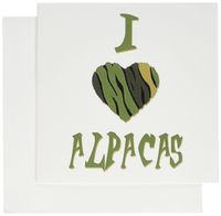 3dRose Camo Colored Striped I Love Alpacas - Greeting Cards, 6 x 6 inches, set of 6 (gc_121862_1)