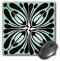 3dRose LLC 8 x 8 x 0.25 Inches Mouse Pad, Aqua/Black Art Deco Pattern (mp_41715_1)