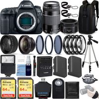 Canon EOS 5D Mark IV 30.4 MP DSLR Full Frame Camera Body with EF 50mm F1.8 STM Lens + EF 75-300mm F4-5.6 III Lens Kit Ultimate Travel Bundle