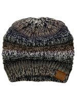 C.C Trendy Warm Chunky Soft Stretch Cable Knit Beanie Skully, Black/Gray Tribal Blend