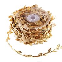 Christmas 36 Yards Artificial Gold Leaf Ribbon Trim for Wreath Making Wrapping Wedding Tion Home Kitchen Decoration