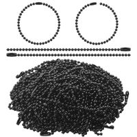 100pcs 12cm Ball Bead Chains Beaded Pull Chain Extension (2.4mm Diameter) with Connector Clasp for Label Tags, Jewellery Making, Keychain or Badge Holders(Black)