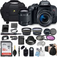 Canon EOS Rebel T7i 24.2MP DSLR Camera with EF-S 18-55mm f/4-5.6 is STM Lens + 32GB Memory + Camera Bag + 3 Pc Filter Kit + 2.2X Telephoto + .43x Macro Close Up Lens + More Accessories