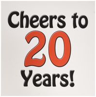 3dRose Greeting Cards, 6 x 6 Inches, Pack of 12, Cheers to 20 Years, Red (gc_193575_2)