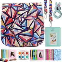 CAIUL Compatible Mini 9 Camera Case Bundle with Album, Filters Other Accessories for Fujifilm Instax Mini 9 8 8+ (Color Rhombic, 7 Items)