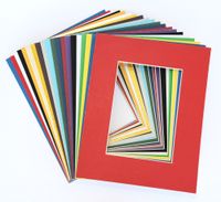 Pack of 25 sets 8x10 MIXED COLORS Picture Mats Mattes Matting for 5x7 Photo + Backing + Bags