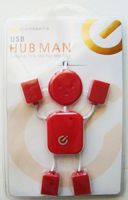 Hub Man 4-Port 2.0 USB Port Expander - Red