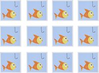 3dRose Gone Fishing Cute Fish and Hook - Greeting Cards, 6 x 6 inches, set of 12 (gc_20352_2)