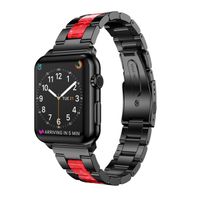 DKEnjoy Cellulose Acetate and Stainless Steel Replacement Band Wristband Bracelet Watch Strap for Apple Watch iWatch Series 4/3/2/1 Smart Watch (42/44MM, Black/Red)