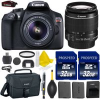 Canon EOS Rebel T6 WiFi Enabled 18MP EF-S Digital SLR Camera Bundle + Canon EF-S 18-55mm is Lens + 2pc High Speed 32GB Memory Cards + UV Filter + Extra Battery + Deluxe Canon Case + 9pc Accessory Kit