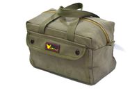 Government Issued Style Mechanics Heavy Duty Tool Bag with Brass zipper and side pockets, tool bag for cars, drill, garden, and electrician. Olive Green
