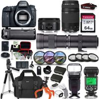 Canon EOS 6D Mark II DSLR Camera with 50mm f/1.8, 75-300mm Zoom & 420-800mm Telephoto Lens Kit + Prime Accessory Bundle